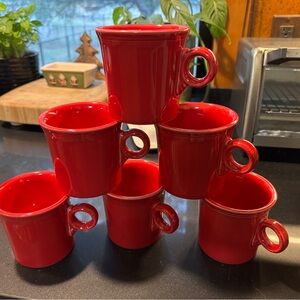 Fiesta ware scarlet classic ring 10.25 oz. mugs- set of six